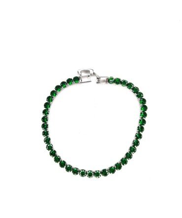 Green envy frozen emerald tennis bracelet 14k white