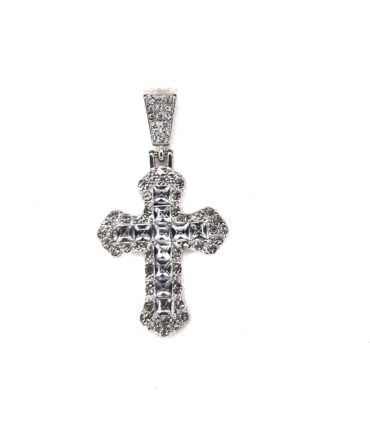 Frozen Heaven Iced Cross Pendant 14k white gold