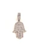 Hamsa Hand Frozen Iced Cross in 14k white gold with rope chain