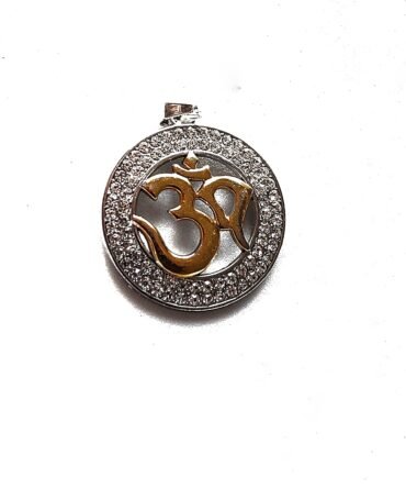 Silver Divine crystal OM pendant with free Rope chain