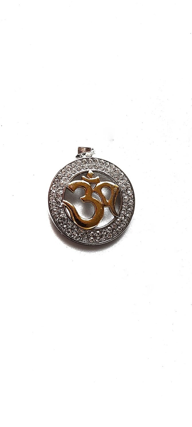 Silver Divine crystal OM pendant with free Rope chain