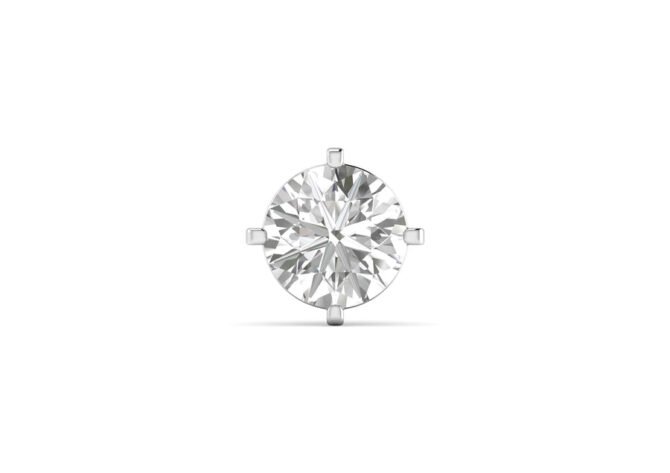 Sterling Silver Claw-Set Round Cut Iced Stud Earpiece