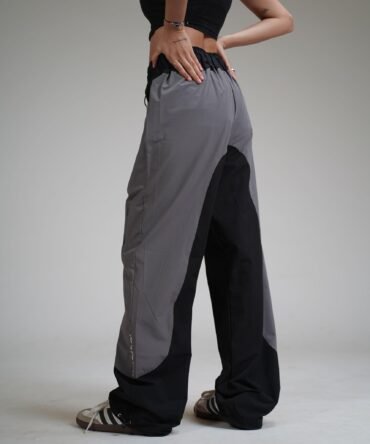 Black Panel Parachute Pants