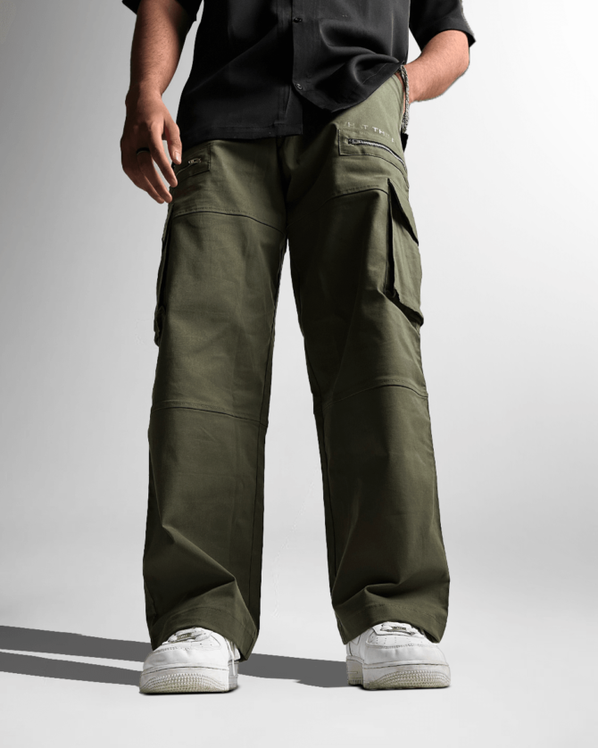 Zipper Olive Cargo Pants