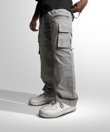 Zipper Ice Grey Cargo Pants