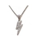 Frozen Lighting Flash Iced Pendant in 14k white gold