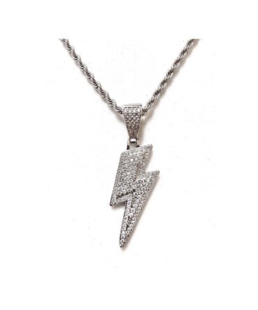 Frozen Lighting Flash Iced Pendant in 14k white gold